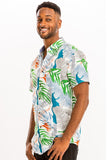 Weiv Mens Print Hawaiian Button Down Shirt