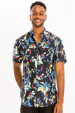 Weiv Mens Print Hawaiian Button Down Shirt