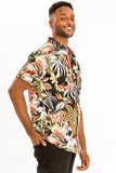 Weiv Mens Print Hawaiian Button Down Shirt