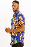 Weiv Mens Print Hawaiian Button Down Shirt