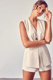 Deep V-Neck Open Back Romper