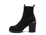 Medusa Knitted Block Heeled Ankle Boot In Black