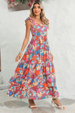 Boho Floral Ruffle Sleeveless Tiered Maxi Dress