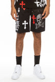 Weiv Mens Chrome Cross Skull Shorts