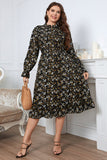 Honey Melo Apparel Plus Size Floral Flounce Sleeve Midi Dress