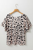 Women Leopard Print Twist Open Back Plus Size Top