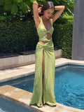Bali Nights Cut Out Maxi Dress| Green