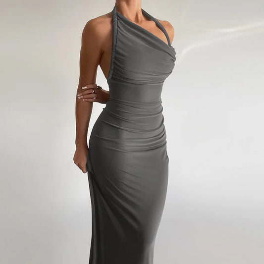 Janie Backless Maxi Dress| Gray