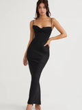 Sloane Satin Maxi Dress | Black