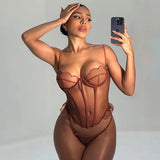 Sultry Moments Lace Cheeky 2 Piece Set | Chocolate