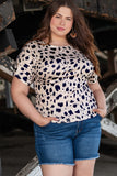 Women Leopard Print Twist Open Back Plus Size Top